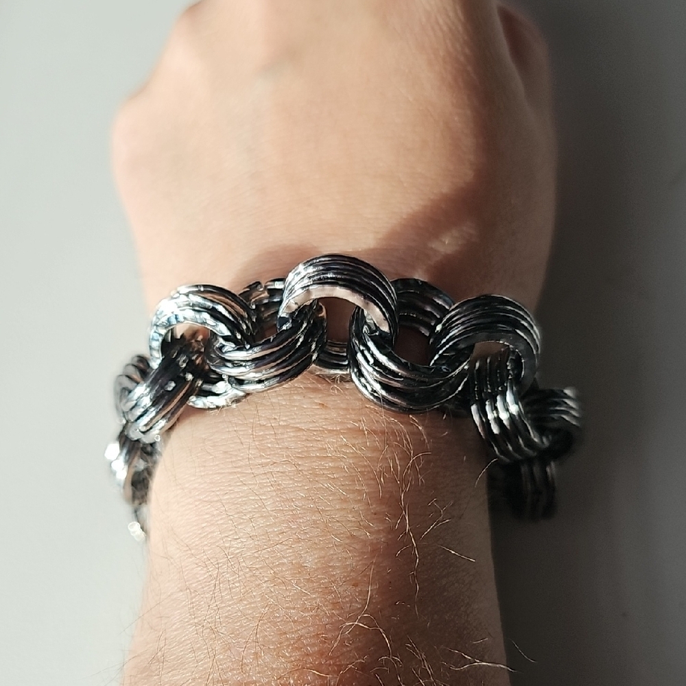 Women's Hematite Chain Link T-bar Clasp Bracelet